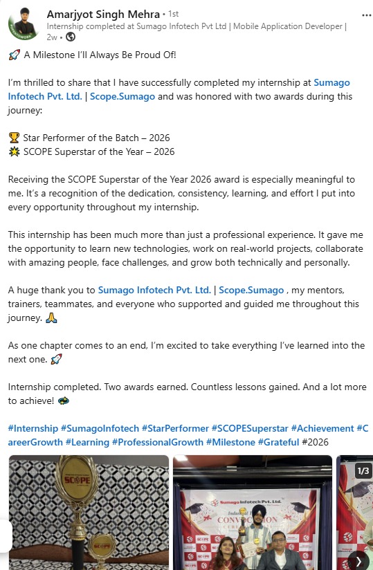 Amarjyot Singh Mehra — Star Performer of the Batch & SCOPE Superstar of the Year 2026